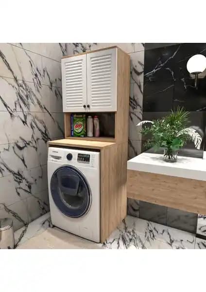 Yıldız Elegance Çamaşır Makinesi Dolabı: Ahşap Beyaz Tasarım ve Kolay Montaj