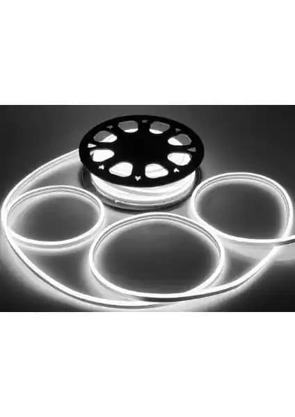 Yuled 3 MT 220 V Esnek Çift Taraflı Neon Şerit Işık Aydınlatma ve Güç Fişi Beyaz