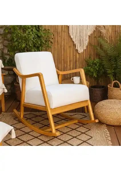 Zem Rock Bohem Sallanır Berjer, Kırık Beyaz: Konfor ve Estetiği Modern Dekor İçin Tamamlayıcı Oturma Elemanı