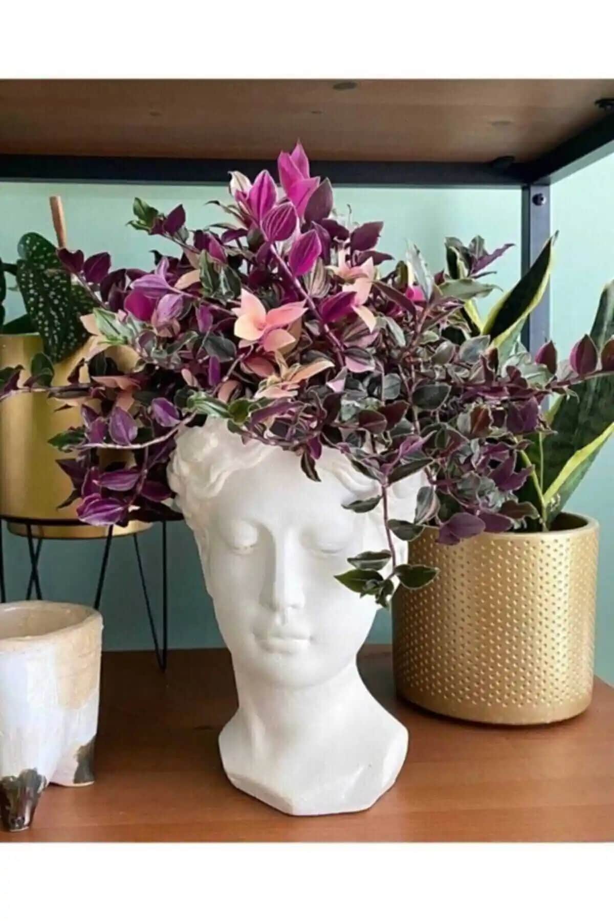 MİMESHelen Heykel Büst: Modern Seramik Saksı ile Şık Dekorasyon