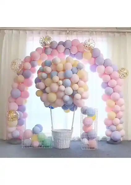 Balon Makaron Seti 50 Adet Karışık Soft Renk Pastel Dekorasyon Malzemeleri