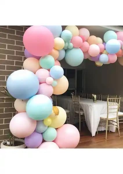 Balonevi Makaron Zincir Balon Seti ile Renkli ve Şık Organizasyon Dekorasyonları