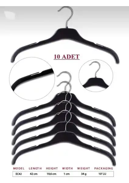 Elbise ve gömlekleriniz için 10 adet plastik askı seti, uygun fiyatlı ve kullanışlı tasarım