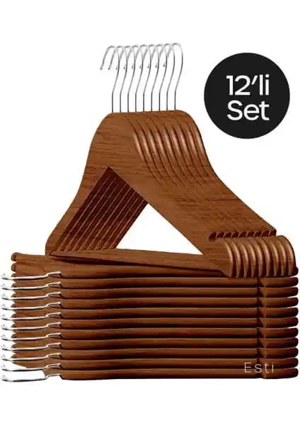 Esti 12 Adet Ahşap Görünümlü Plastik Kıyafet Askısı Detaylı İnceleme ve Kullanım Özellikleri