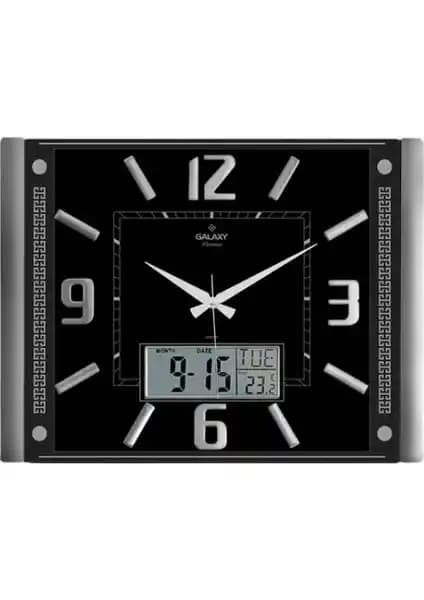 Galaxy 711-S Premium Kabartma Rakam Dijital Duvar Saati Siyah Modern Tasarım