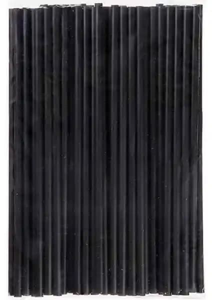 Pandoli Siyah Plastik Pipet 100 Adet, Dayanıklı ve Şık İçecek Sunum Malzemesi