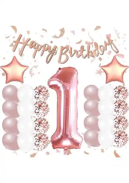 Patla<dı> Gitti Rose Gold Konsept 1 Yaş Doğum Günü Kutlama Seti Şıklık ve Kaliteyle Öne Çıkar