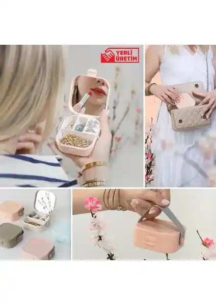 Piev House By House Çanta İçi Aynalı Mini Makyaj Takı Kutusu Pratik ve Şık Tasarım