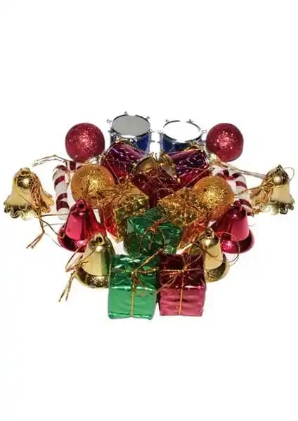 Puzmo 23 Parça Karışık Yılbaşı Süs Seti Renkli ve Çekici Dekorasyon Seçeneği