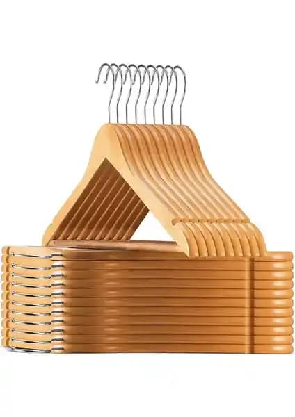 Robeve 12 Adet Ahşap Askı Seti: Dayanıklı ve Estetik Dolap Düzeni Çözümü