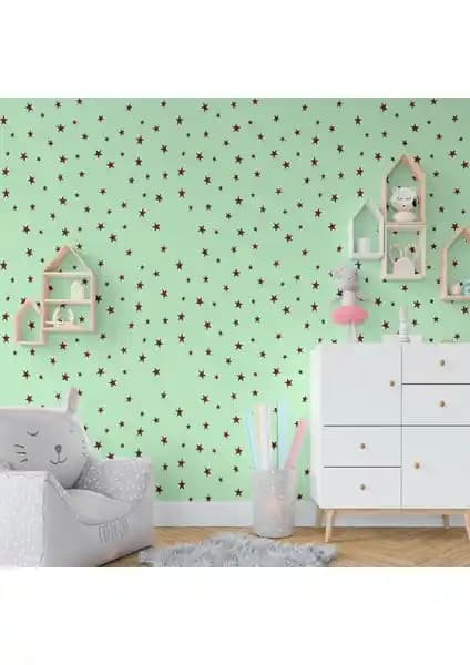 Tatfast Bordo Yıl<dı>z Yağmuru Stickeri: Güvenli ve Renkli Çocuk Odası Dekorasyonu