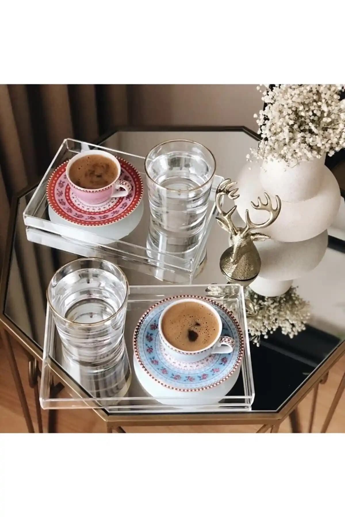 BaltaciStore 2 Adet Şeffaf Pleksiglas Dekoratif Sunum Tepsisi 14x22 cm