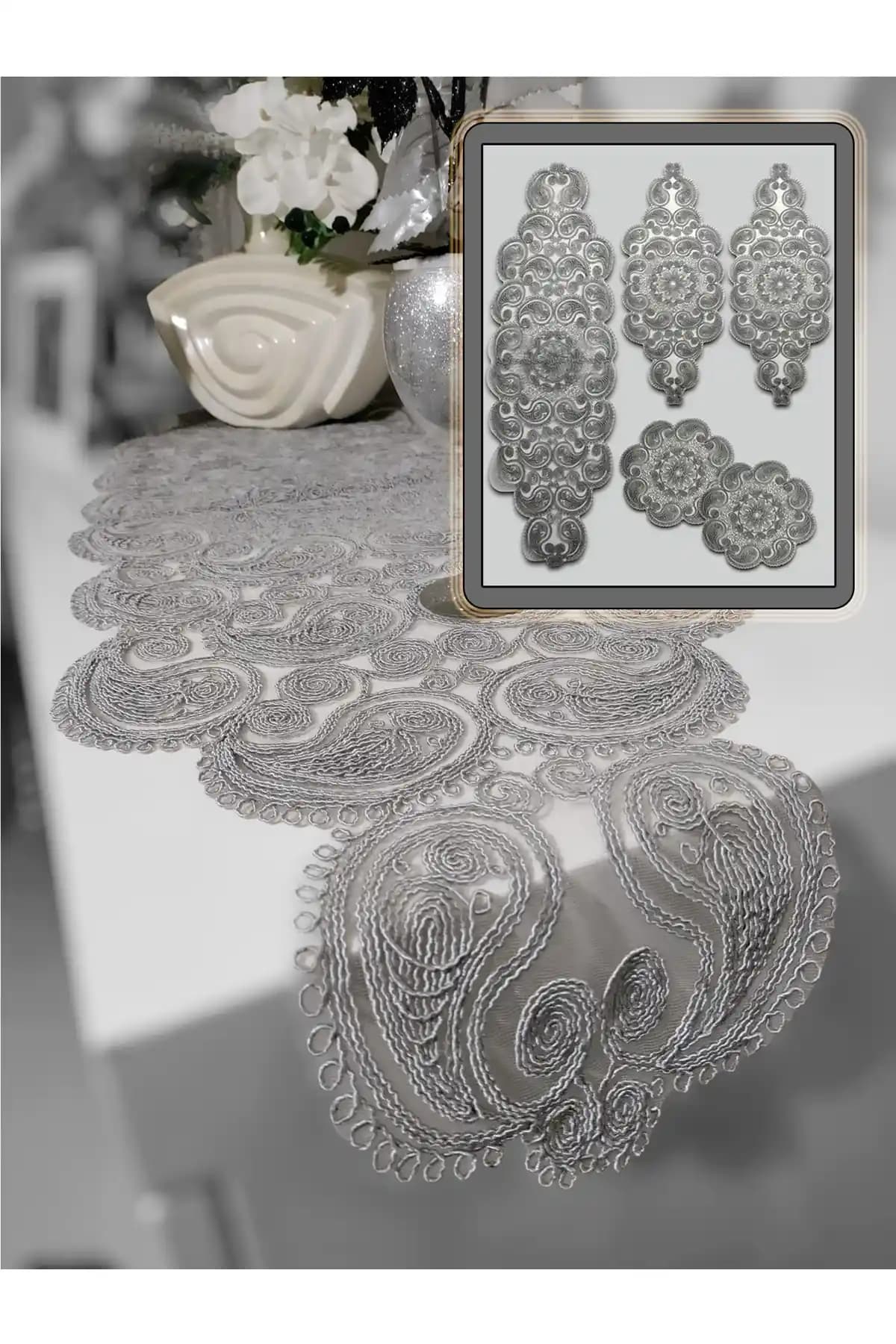 CAMİNHO DA LUA Damla 5 Parça Lüks Runner Seti ile Ev Dekorasyonunda Zarafet ve Fonksiyonellik