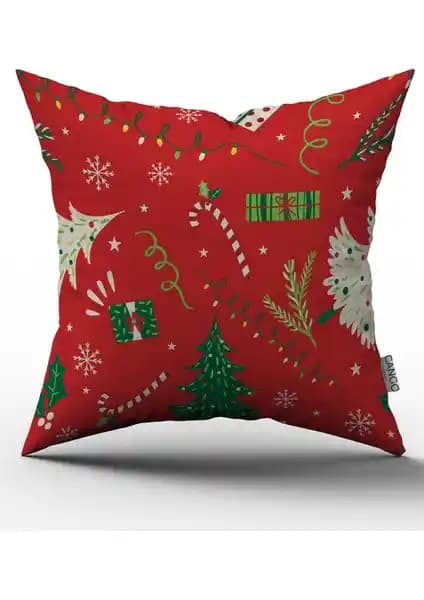 Cango Home Yılbaşı Temalı Dijital Baskılı Kırlent Yastık Kılıfı 43x43 cm - Ev Dekorasyonunda Şıklık
