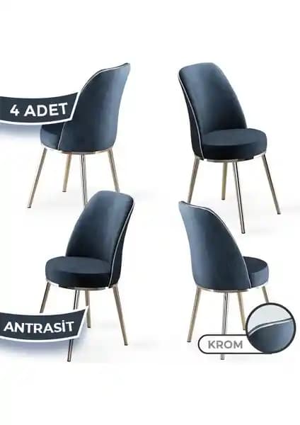 Canisa Pefa Serisi 4 Adet Modern ve Konforlu Mutfak Sandalyesi Seti