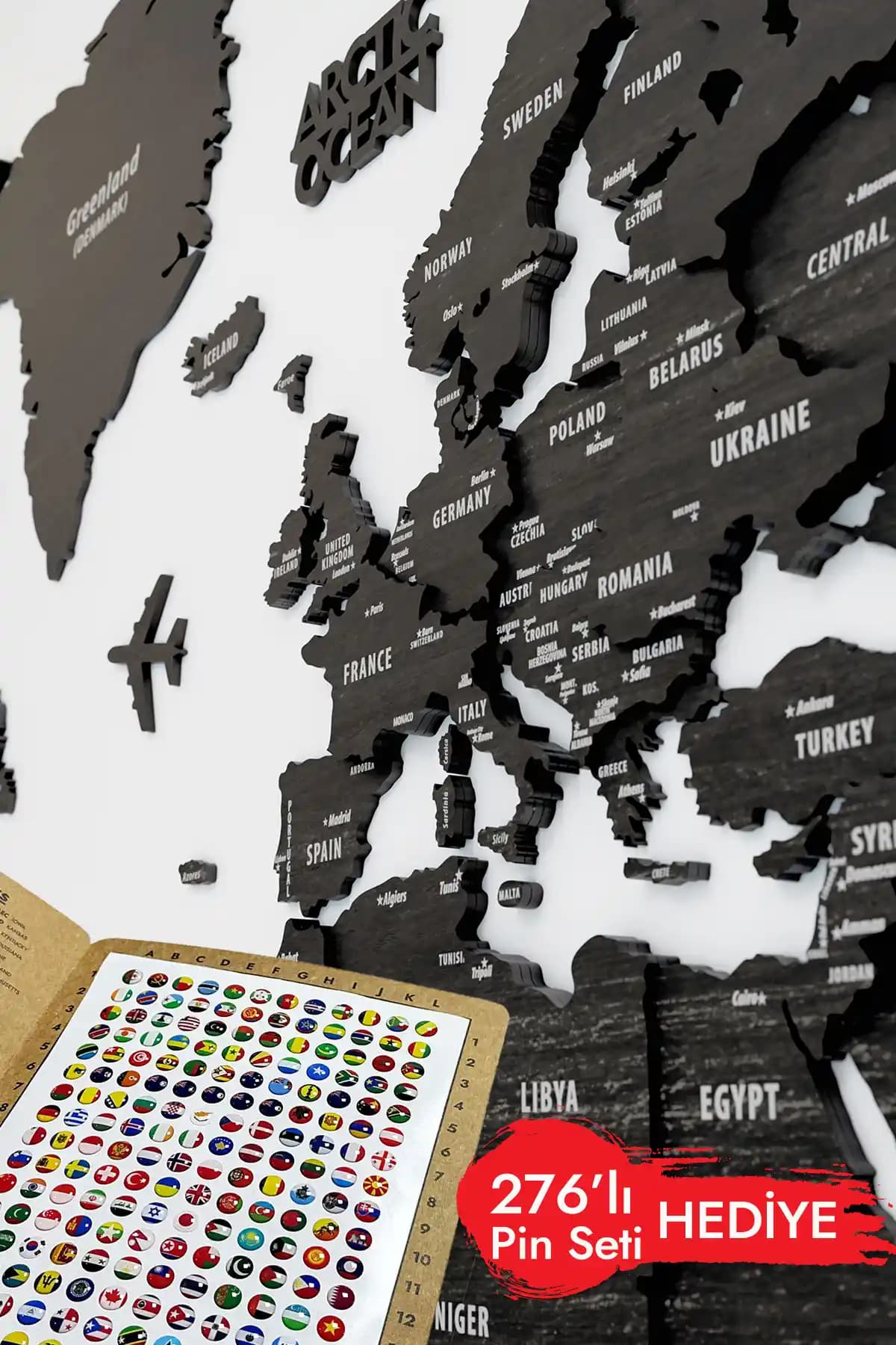 Colorfull Worlds 3 Boyutlu Ahşap Dünya Haritası ile Modern ve Estetik Duvar Dekoru