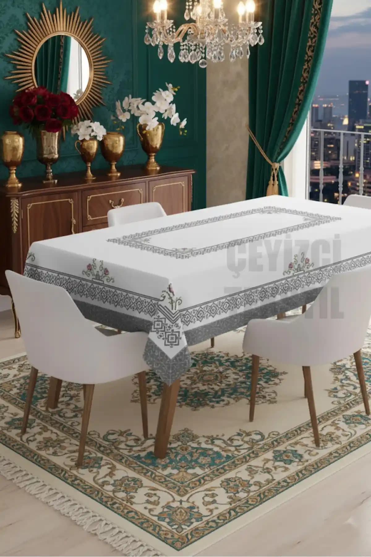 Çt Çeyizci Tekstil Özel Tasarım Dijital Baskılı Güpürlü Masa Örtüsü Özellikleri