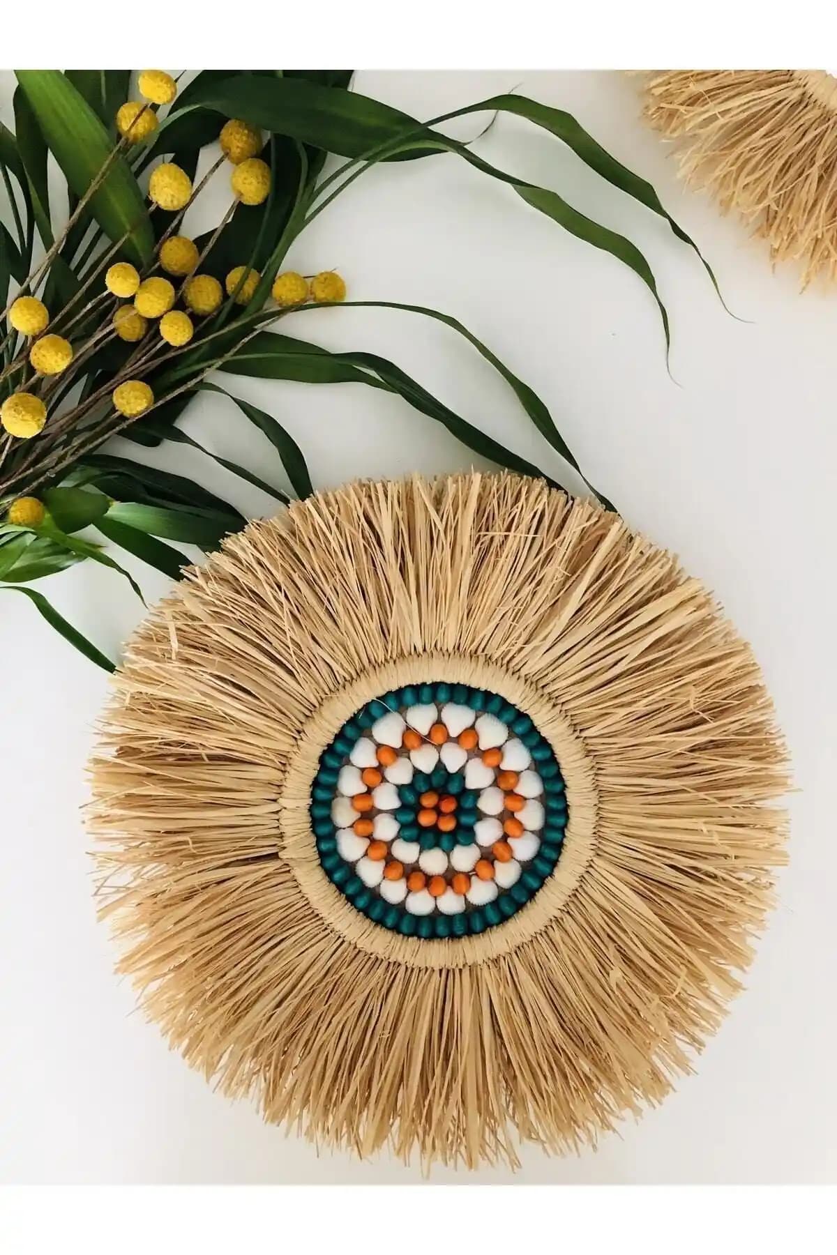 El Yapımı Rafya Tabak Duvar Panosu ile Doğal ve Bohem Dekorasyon Çözümü