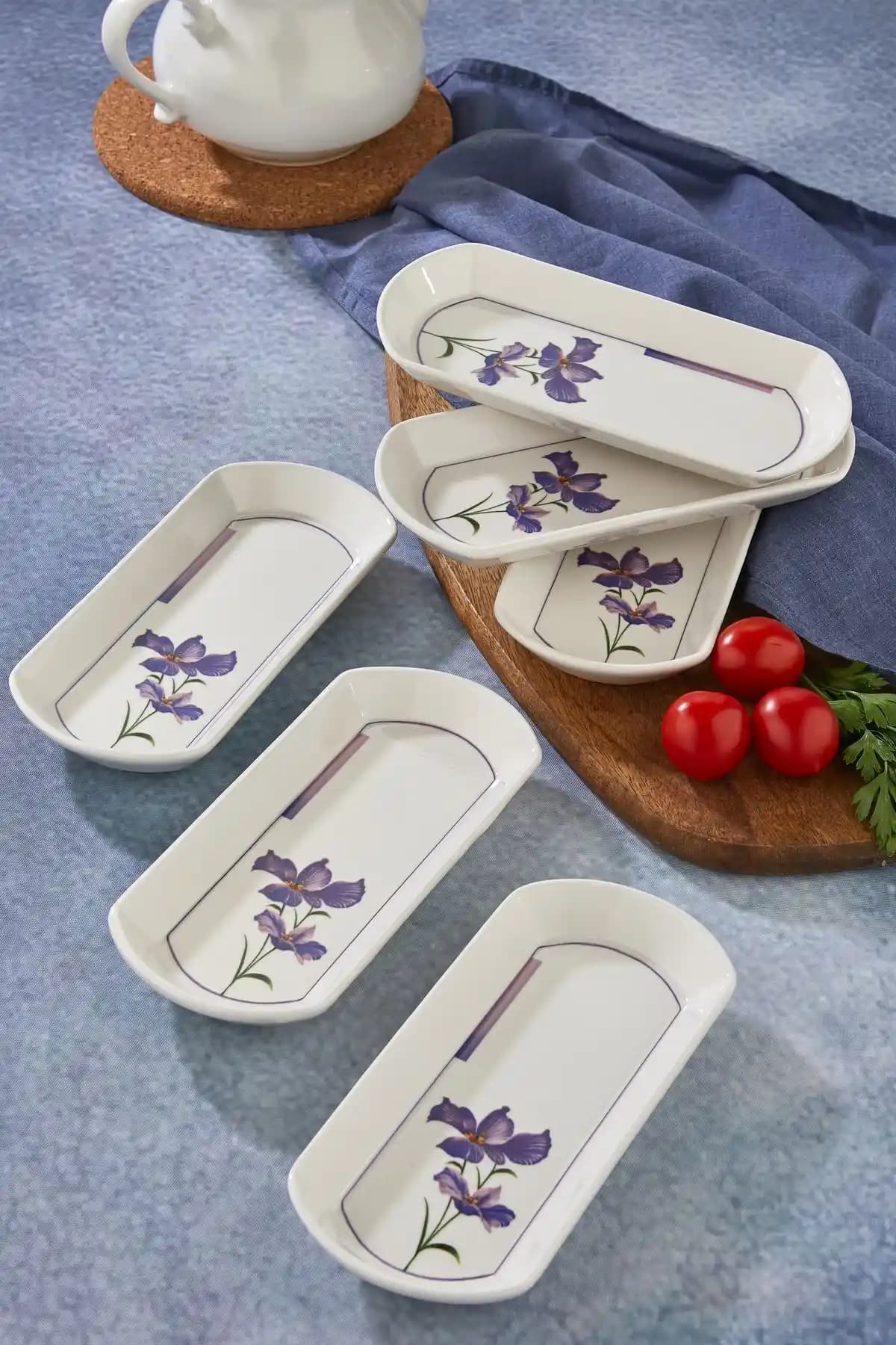 EMBazaar Oval Seramik 6'lı Kahvaltılık ve Sunum Seti - Sağlıklı, Şık ve Çok Fonksiyonlu