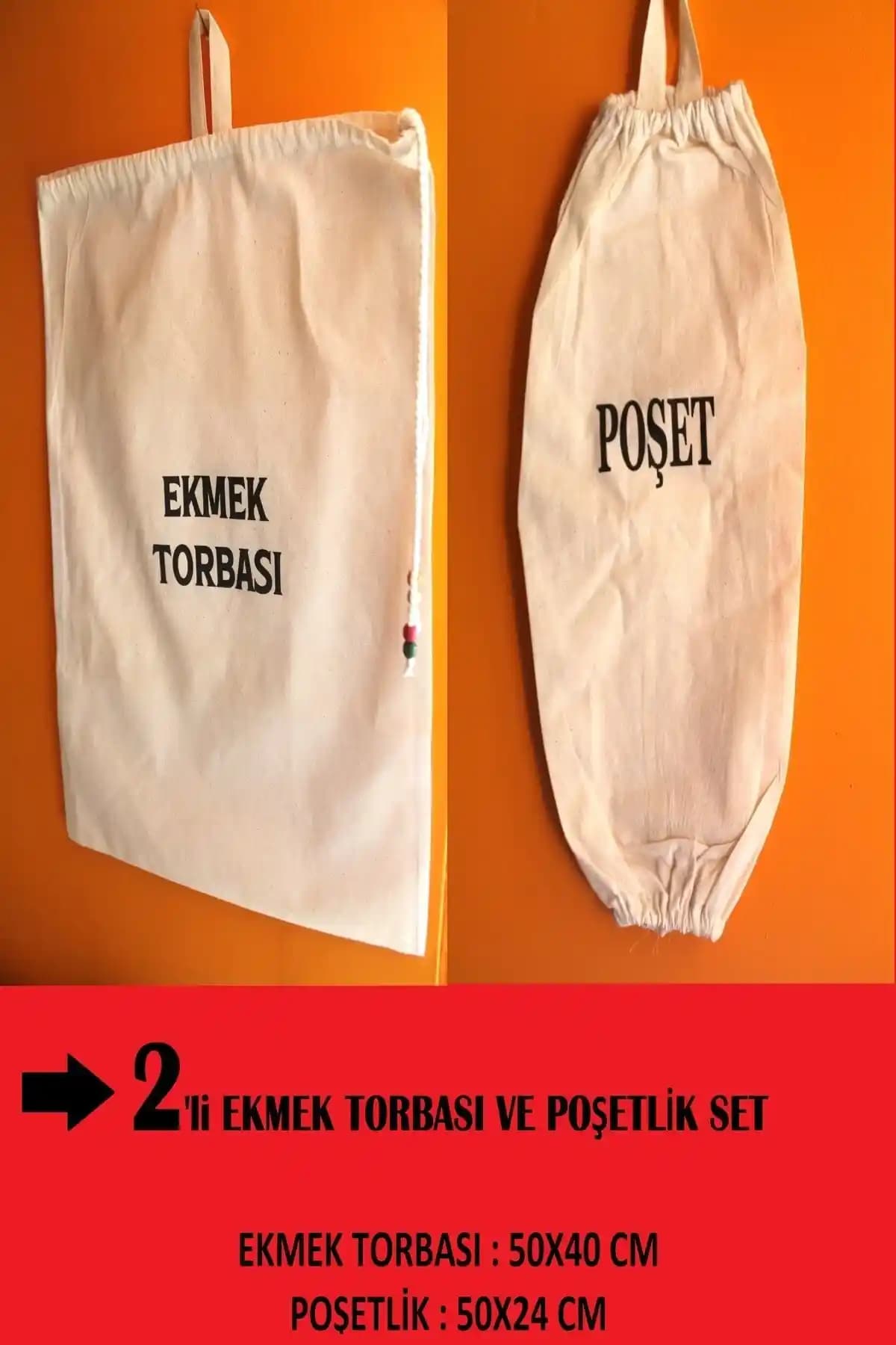 Emtory Home 2'li Naturel Keten Ekmek Torbası ve Poşetlik Düzenleyici Set ile Mutfak Düzeni