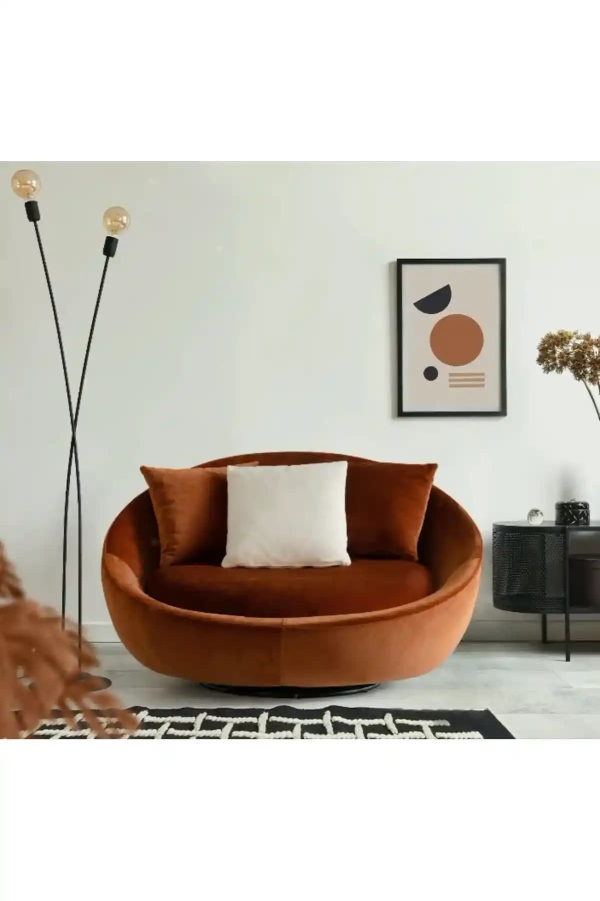 ERİZA Osso 360 Derece Döner Berjer Tarçın Renkli Babyface 09 Kumaşla Konfor ve Estetik