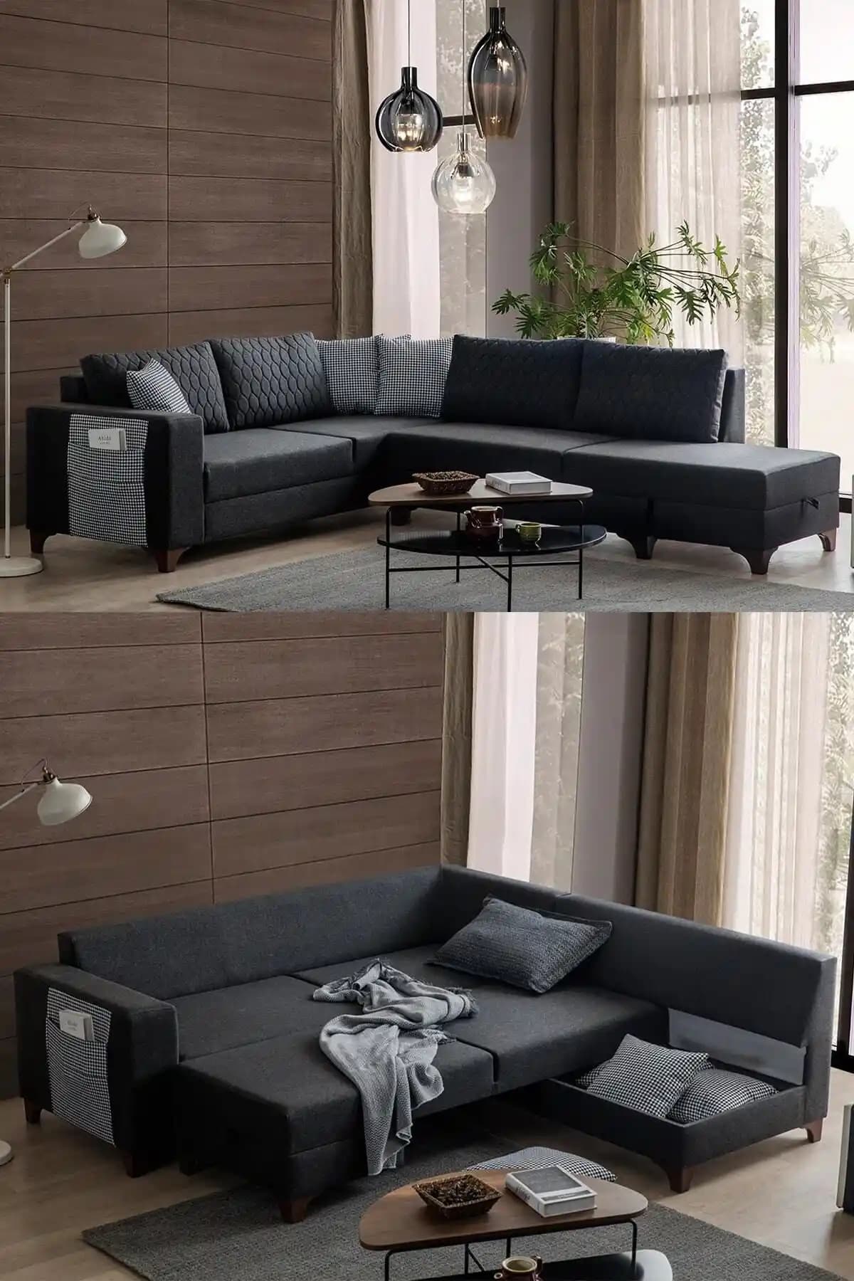 Eymense Antrasit Loft Köşe Koltuk Takımı: Modern Tasarım ve Fonksiyonel Konfor