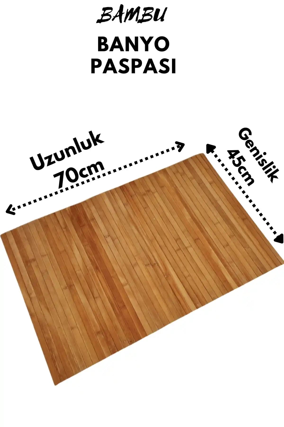 Genel Markalar Bambu Kaydırmaz Tabanlı Banyo Paspası 80x50 cm İnce Tasarım