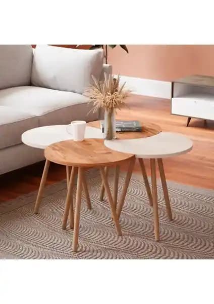 İntergo Orta Sehpa Dörtlü Zigon Ahşap Ayaklı: Modern Tasarım ve Fonksiyonel Kullanım