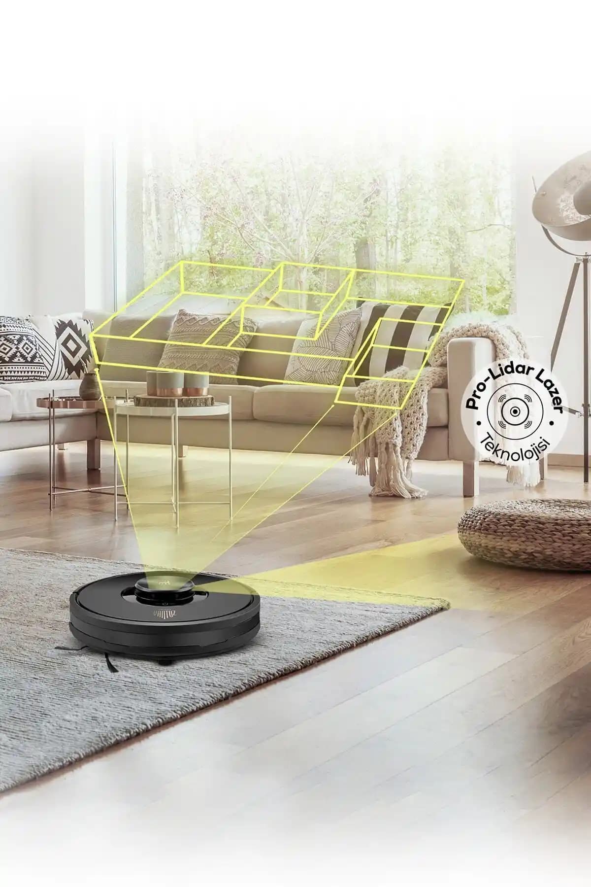 Karaca Vantuz Off-Road RS007 2'si 1 Arada Akıllı Haritalamalı Moplu Robot Süpürge