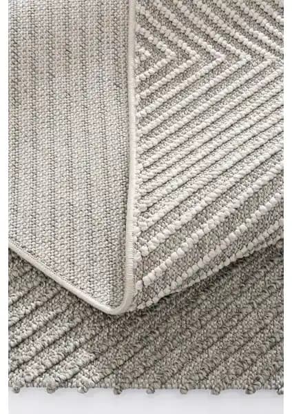 Koza Halı Retro Krem Gri Geometrik Desenli Halı: Estetik ve Dayanıklı Tasarım