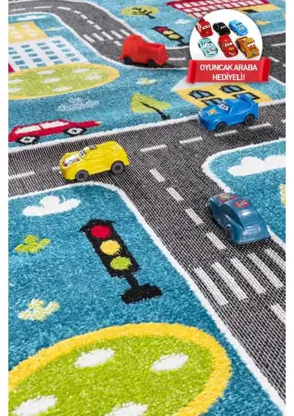 Melaris Halı 3 Boyutlu Trafik Temalı Çocuk Halısı: Dayanıklı ve Eğlenceli Oyun Alanı