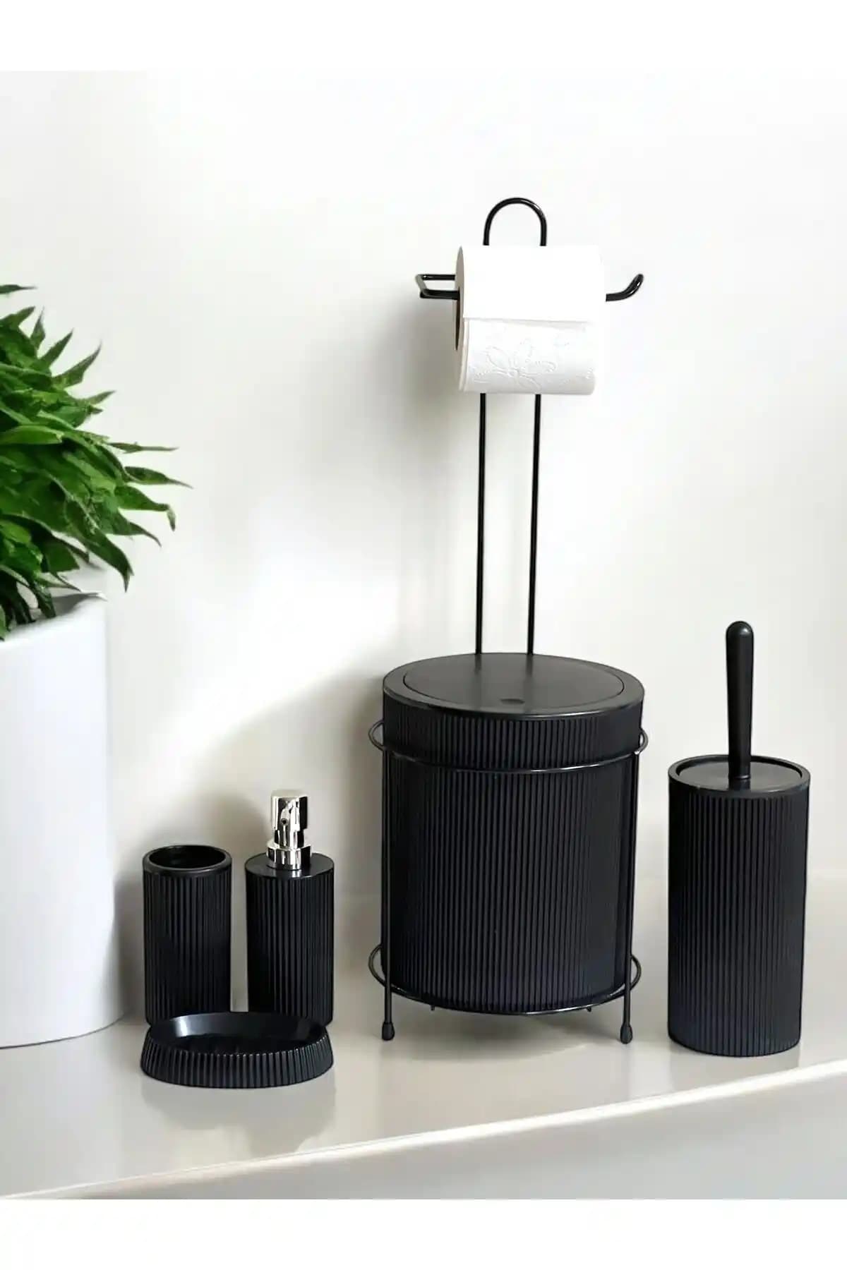 Metalshop 6 Parça Siyah Metal Banyo Seti: Fonksiyonel ve Modern Tasarım