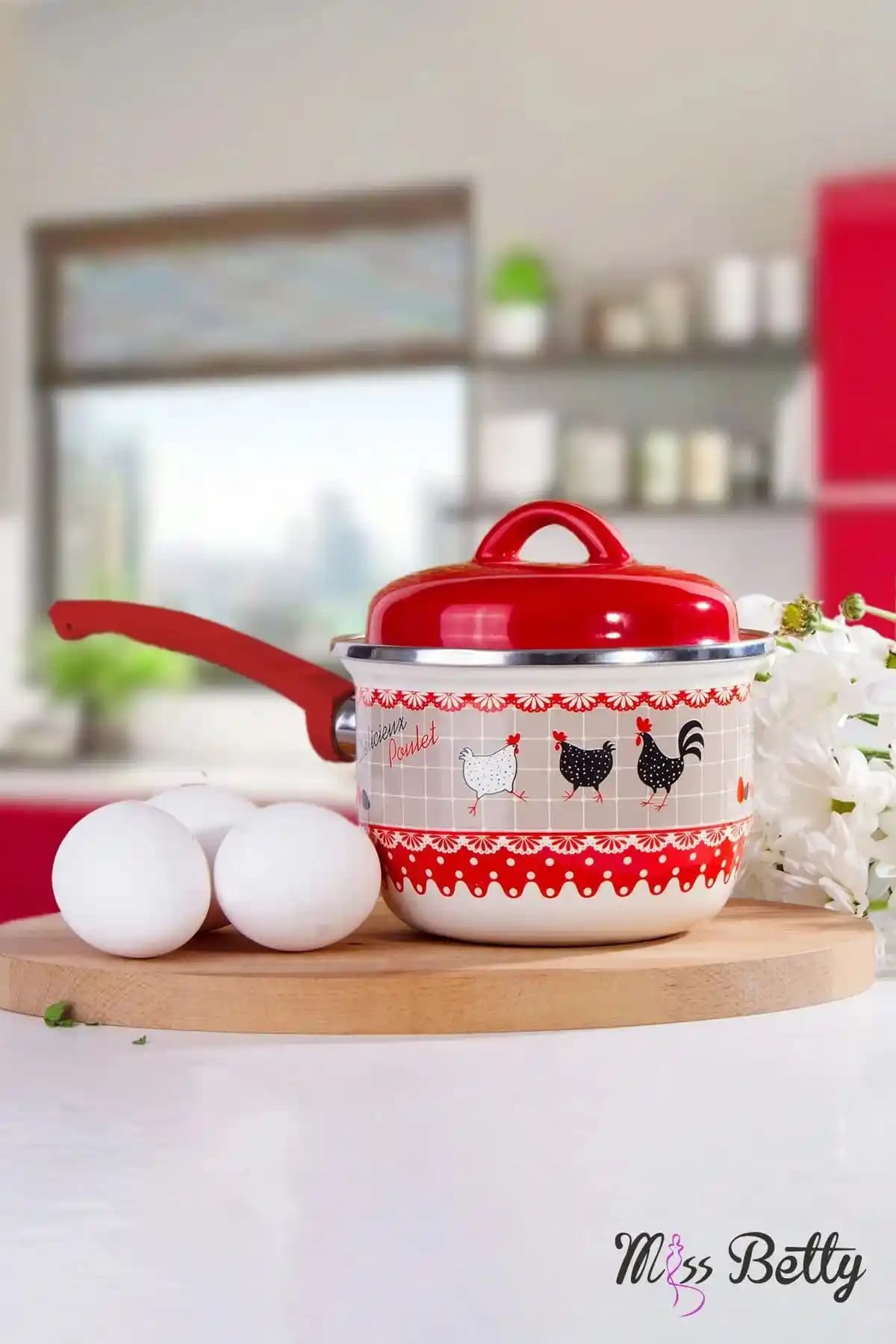 Miss Betty Rafadan Yumurta ve Sos Tavası Emaye Kaplama, İndüksiyon Uyumlu, 10x11 cm