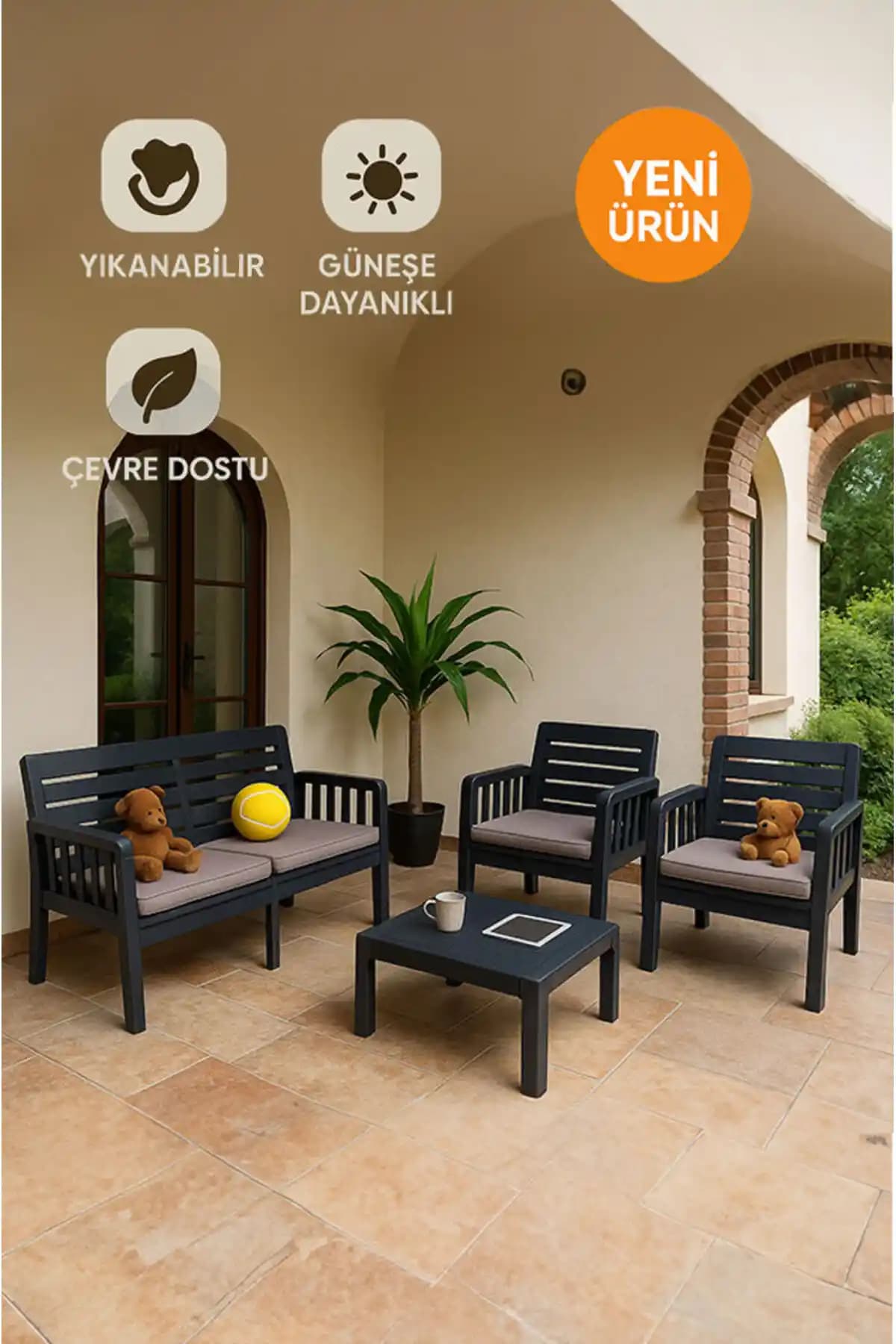 MOBETTO Silva 2 1 1 S Minderli Bahçe Takımı – Modern, Dayanıklı ve Konforlu Oturma Grubu