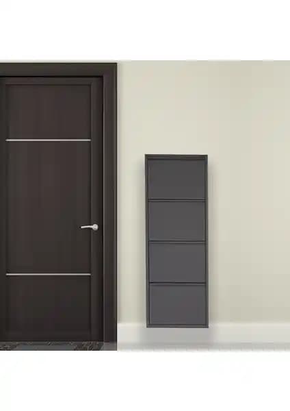 Mobilya Pratik 4'lü Metal Ayakkabılık Antrasit Gri - Dayanıklı ve Fonksiyonel Tasarım