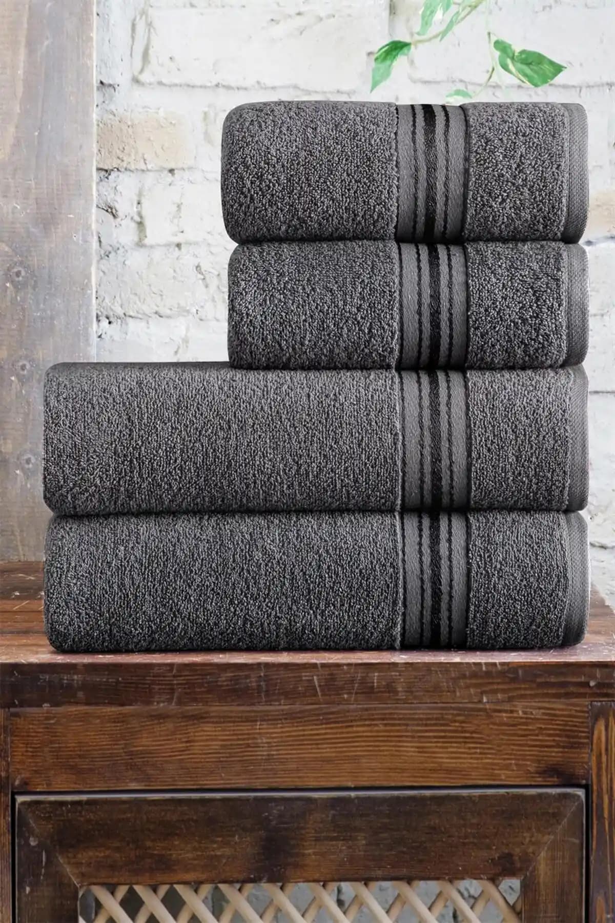 Mürdüm Home 4'lü Pamuklu Banyo Havlu Seti: Konforlu ve Şık Tasarım