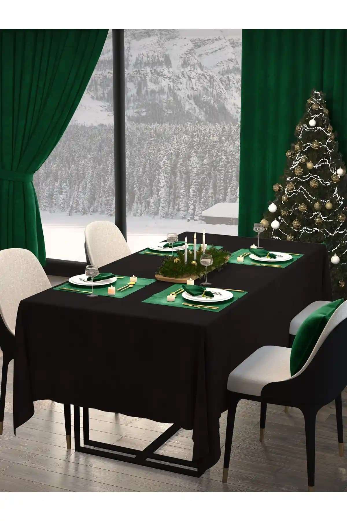 Perle Daily Series Kadife Dokulu Siyah Masa Örtüsü ile Şıklık ve Dayanıklılık