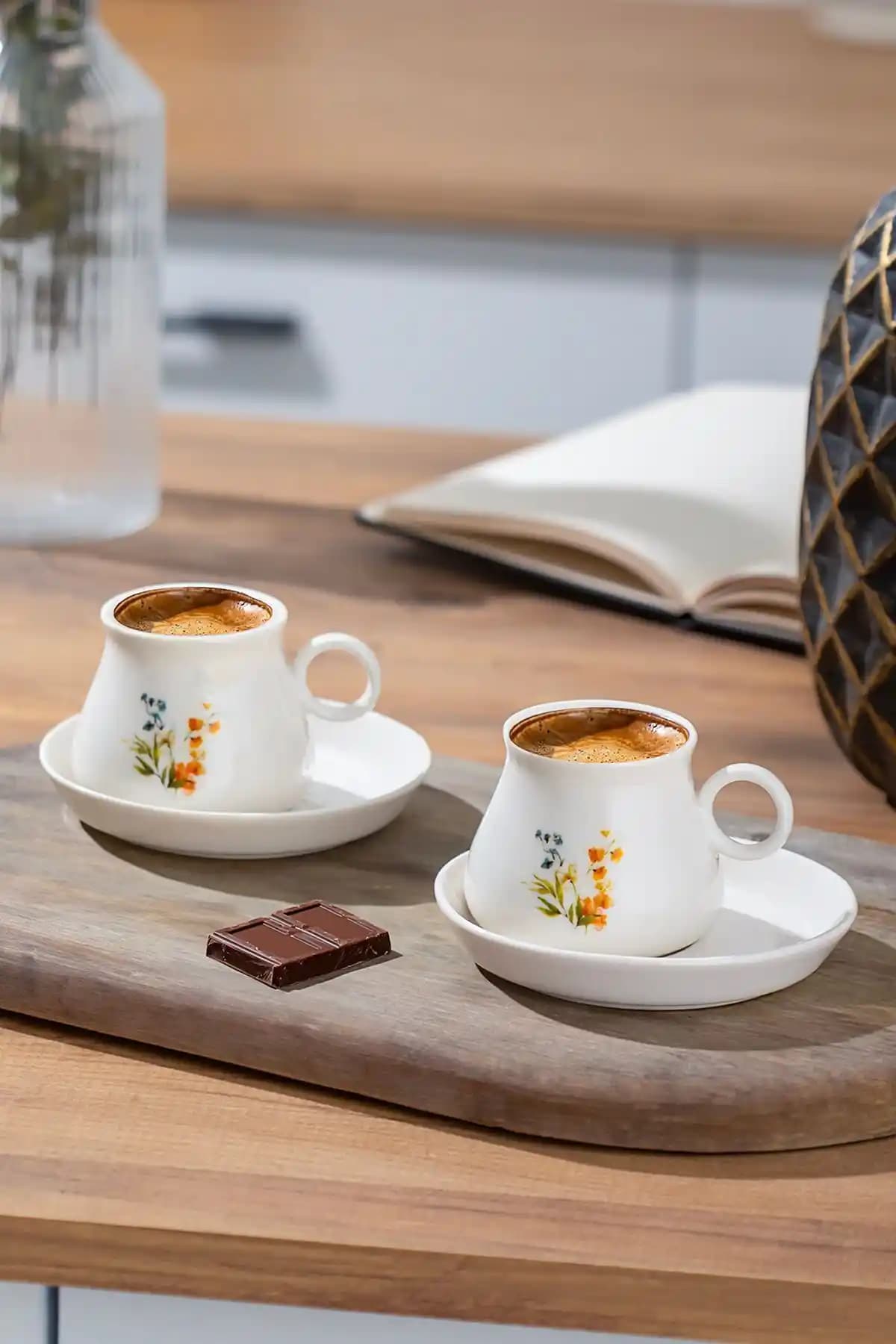 Porsima Te-218 Pablo 6 Kişilik Desenli Porselen Türk Kahvesi Fincan Takımı - Zarif ve Dayanıklı