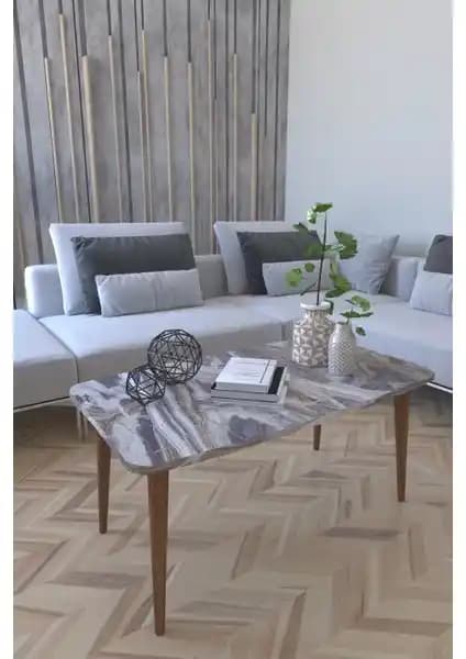 Remaks Roma Orta Sehpa: Gri Mermer Desenli Modern Tasarım ve Fonksiyonellik