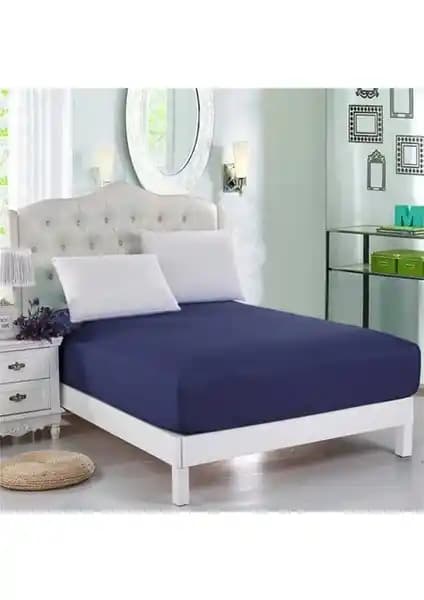 Şanlı Battal Boy Penye Lastikli Çarşaf 180x200 Cm Koyu Parlement Mavisi Konforu