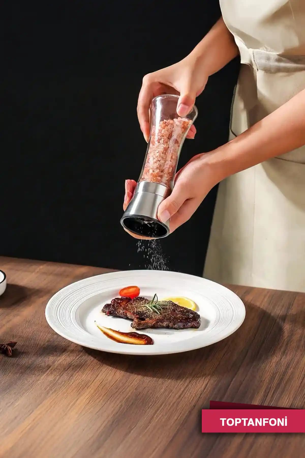 TOPTANFONİ Cam Gövdeli Paslanmaz Çelik Kapaklı Tuz Karabiber Değirmeni Seti Özellikleri