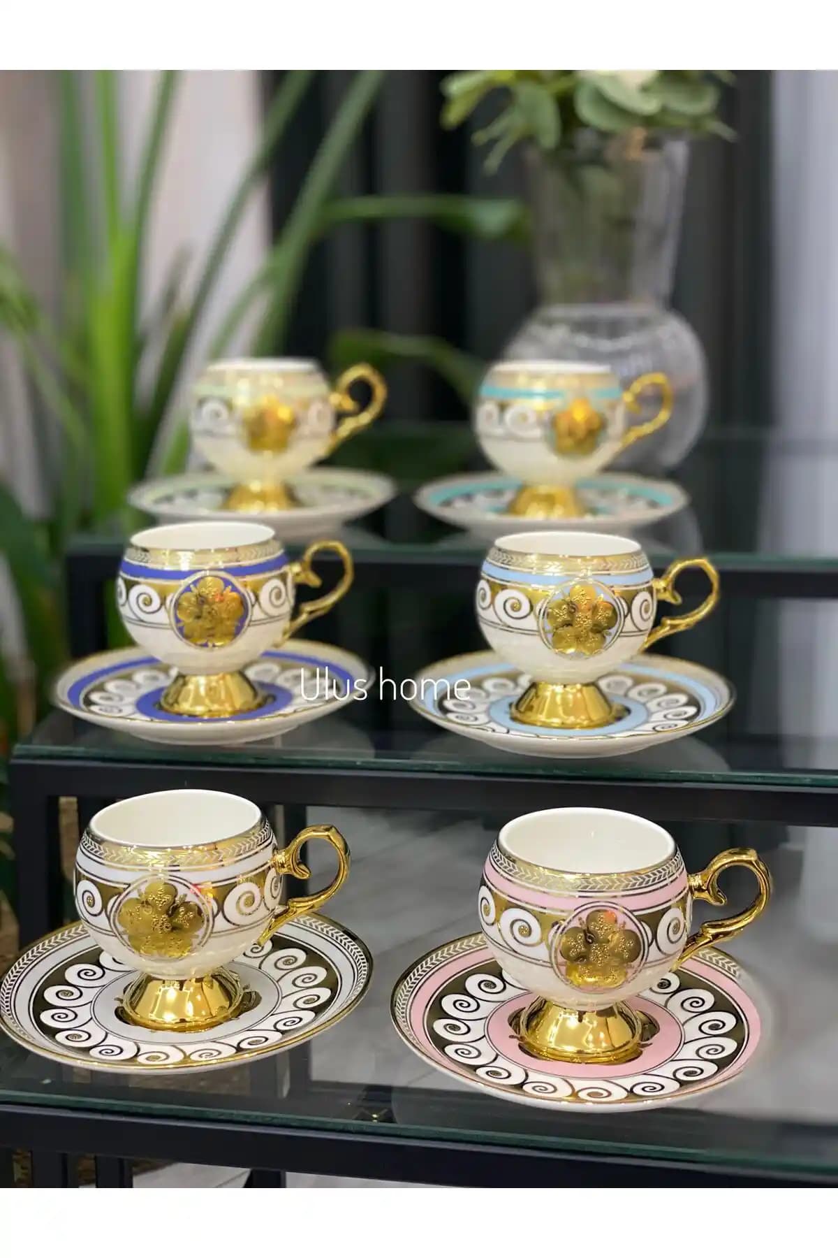 Ulus Home Riyad 6 Kişilik 90 ml Porselen Kahve Fincan Takımı ile Modern Şıklık