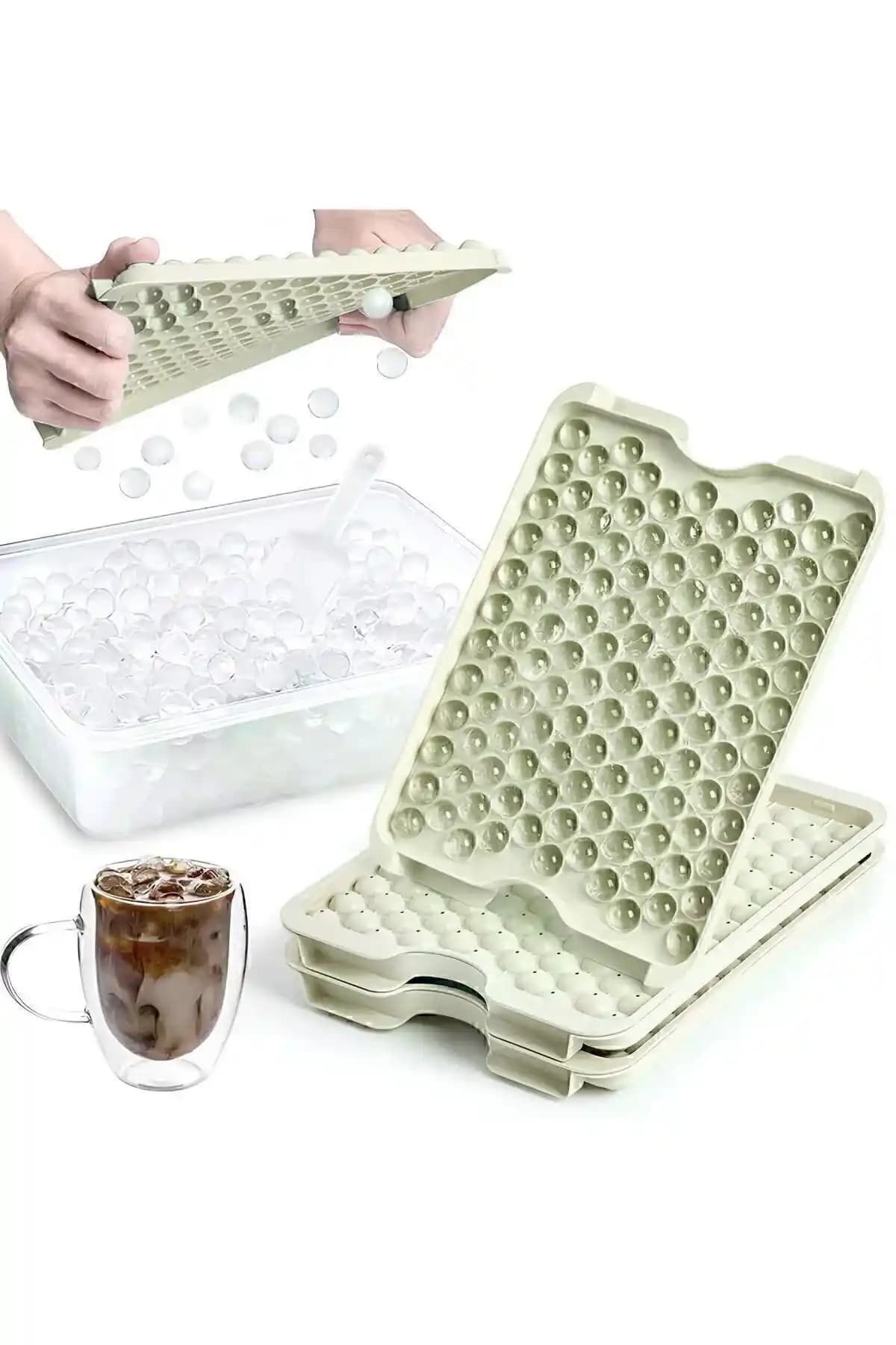 Valletta Pumo Vanilya 124 Bölmeli Kapaklı Küre Buz Kalıbı Fonksiyonel ve Estetik Tasarım