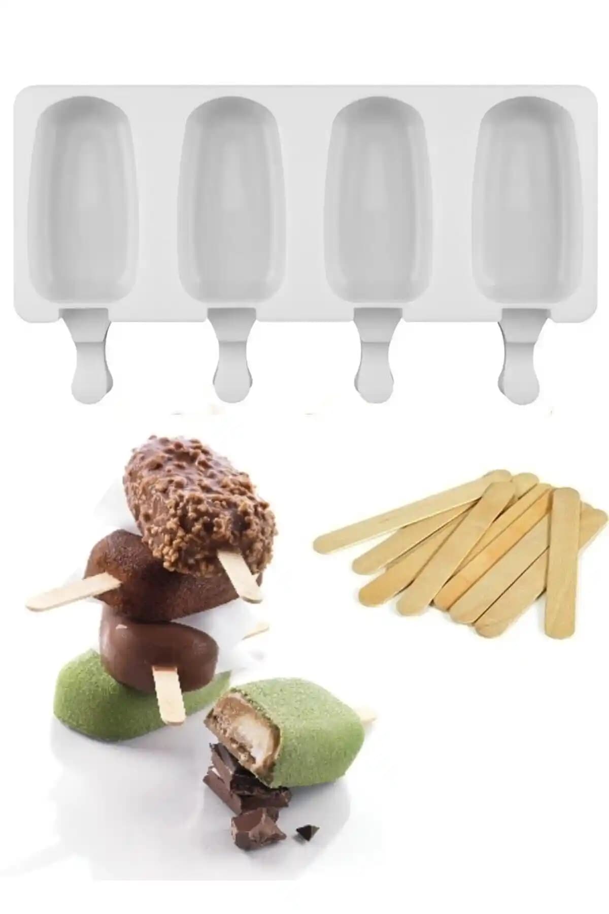 VİGENTİNO 4'lü Büyük Boy Silikon Dondurma Kalıbı ile Evde Sağlıklı Dondurma Yapımı