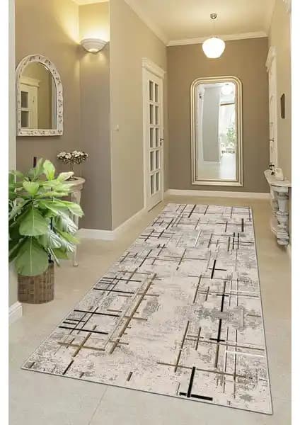 West Home Makinede Yıkanabilir Kaymaz Tabanlı Modern Leke Tutmaz Yolluk