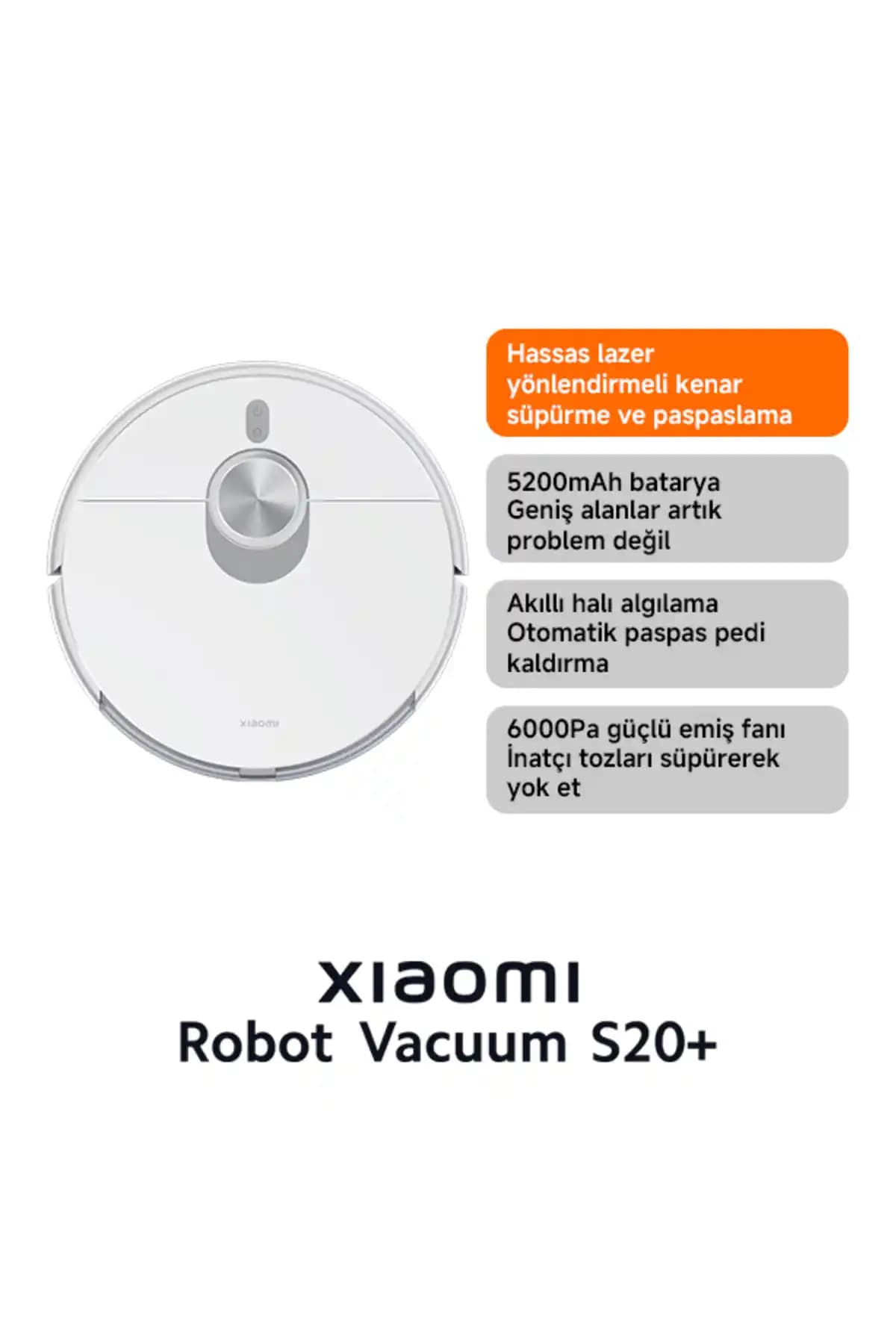 Xiaomi Robot Vacuum S20+ Plus Akıllı Robot Süpürge: Yüksek Performans ve Akıllı Temizlik