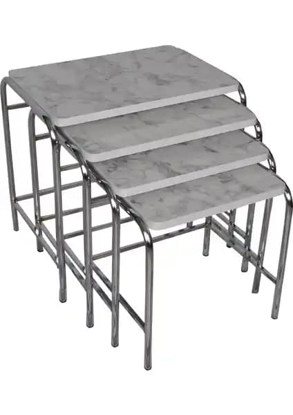 Yeni Yılz Metal Ayaklı 4'lü Zigon Sehpa Seti Modern ve Dayanıklı Tasarım