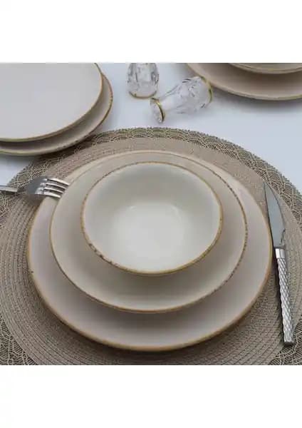 Arna Porselen 16 Parça 4 Kişilik Yemek Takımı Cappuccino Modern Tasarım