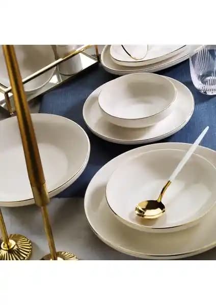Aryıl<dı>z Acoustic Gold 6 Kişilik Yemek Takımı 30 Parça Şık ve Dayanıklı Porselen Seti