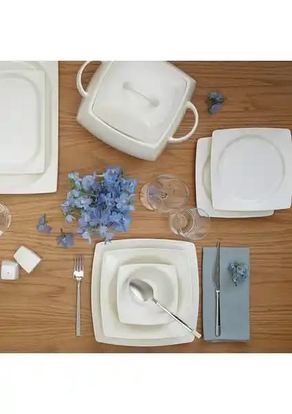 Emsan Fine Bone Ela 60 Parça 12 Kişilik Porselen Yemek Takımı Günlük ve Özel Kullanım İçin